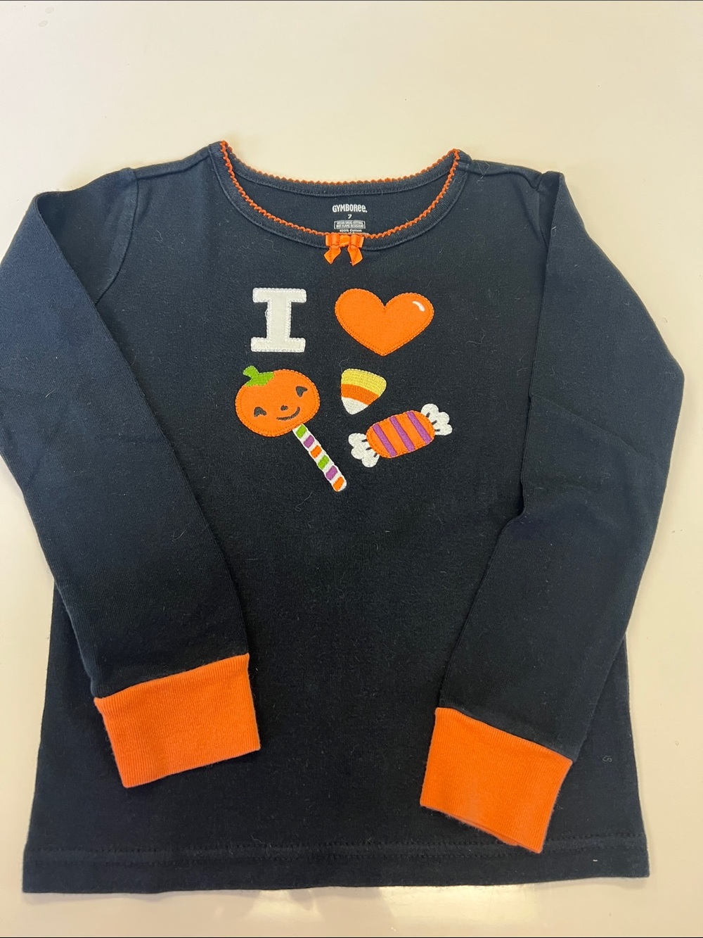 Gymboree Black & Orange Halloween Candy Long-Sleeve Tee sz 7 NEW